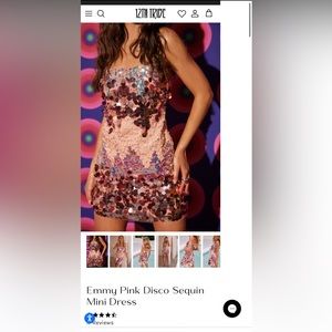 12th Tribe “Emmy Pink Disco Sequin Mini Dress” Size Large (US 8-10)